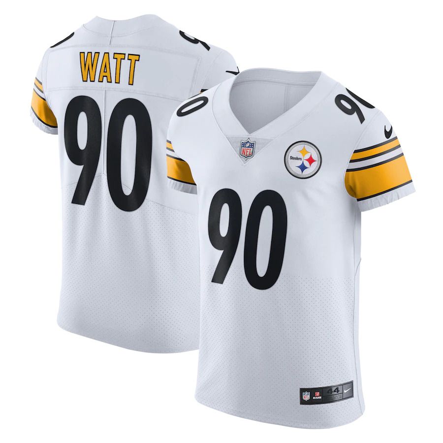 Men Pittsburgh Steelers 90 T.J. Watt Nike White Vapor Elite Player NFL Jersey